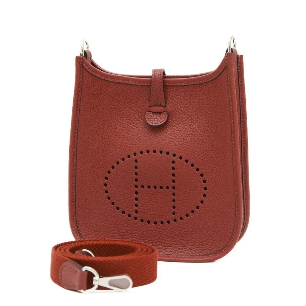 Hermes Evelyn TPM Amazon Shoulder Bag Taurillon Clemence Rouge H W Stamp - Picture 7 of 7
